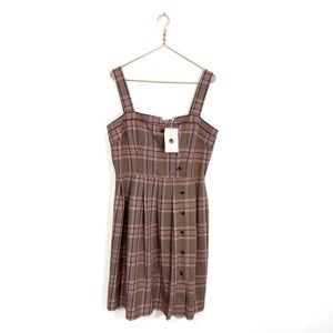 Gal Meets Glam NWT 16 Plaid Button Front Jumper Pockets